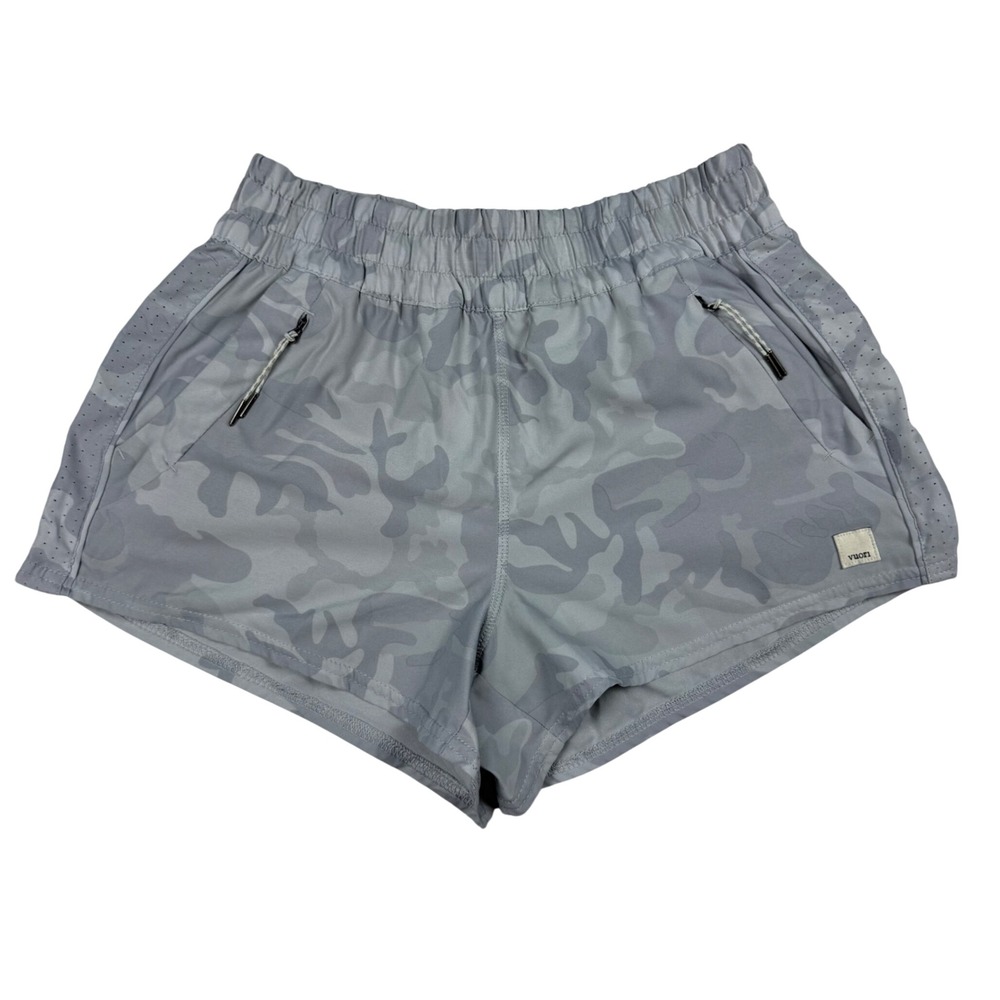 Vuori Dash Shorts Womens XS Grey Camo Running Training Athletic Pockets